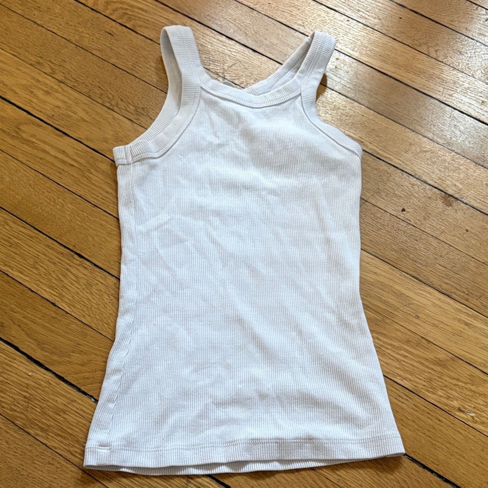 Kids White Ribbed Tank Top - Classic Sleeveless Shirt